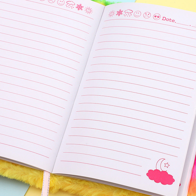 Wholesale A5 rainbow plush book can be hand-held book creative book student gift prize notebook diary